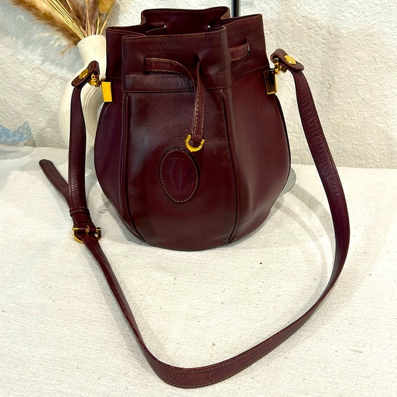 Cartier Handbags - Cartier Must de Cartier Shoulder/cross body Bag Drawstring Bordeaux Leat…